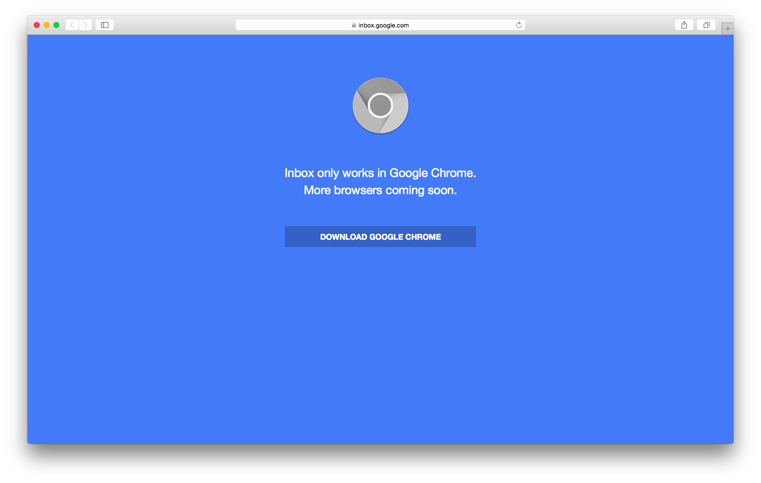 screenshot of Inbox in Safari